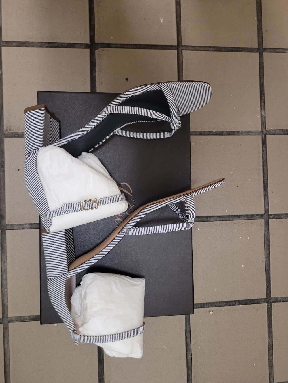 J. Crew Striped Ankle-Wrap Sandals in Navy and White - Picture 4 of 10